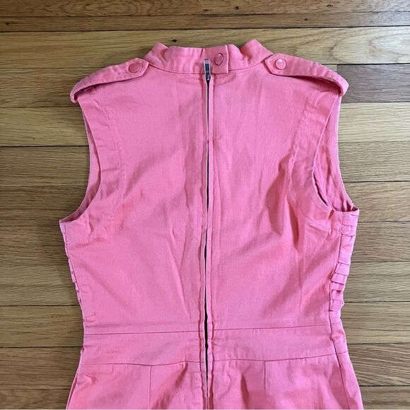 Preen Thornton Bregazzi Coral Pink Cotton Tailored Structured Sundress Large - Picture 8 of 15